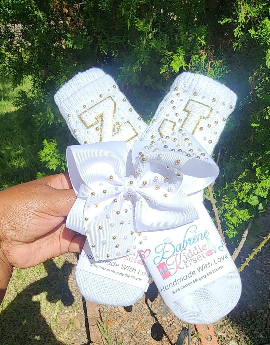 Custom Initial Patch Socks: Jeweled Slouch Socks