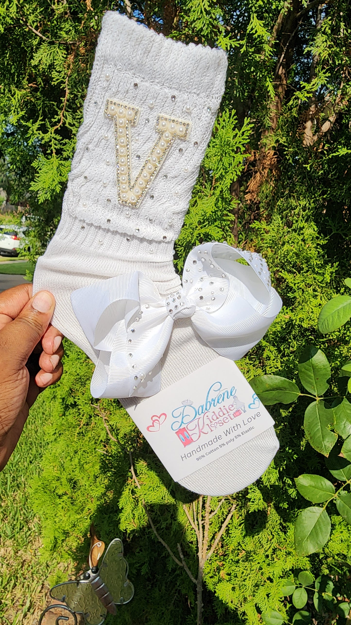 Custom Initial Patch Socks: Jeweled Slouch Socks
